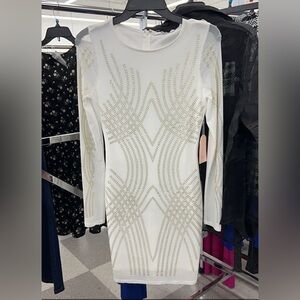 Elegant White and Gold Studded Dress